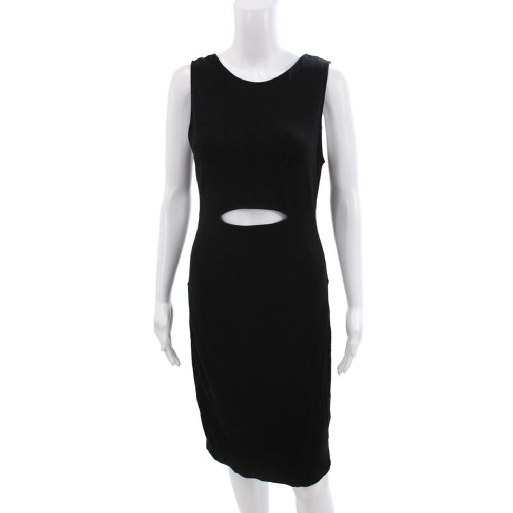 Helmut Womens Bodycon Dress Black Sleeveless Scoop Neck Knee Length Size L